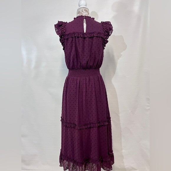 Cece Ruffled Swiss Dot Midi Dress - S - Picture 7 of 7